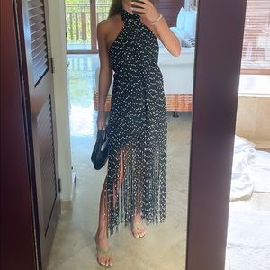 Jacquemus La Robe Cortese Tweed Fringe Halter Dress